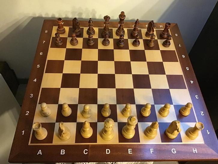 Professioneel schaakspel groot houten bord en grote stukken., Hobby en Vrije tijd, Gezelschapsspellen | Bordspellen, Zo goed als nieuw
