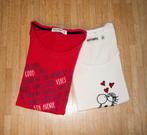 2 hartjes t-shirts - maat XS (rood verkocht), Meisje, Gebruikt, Ophalen of Verzenden, Shirt of Longsleeve
