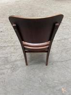 Vintage Houten Stoel met Lederen Zitting, Huis en Inrichting, Stoelen, Ophalen, Bruin, Vintage, Zo goed als nieuw