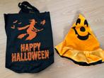 Halloween : tasje en hoed, Hobby en Vrije tijd, Feestartikelen, Ophalen, Gebruikt, Kostuum