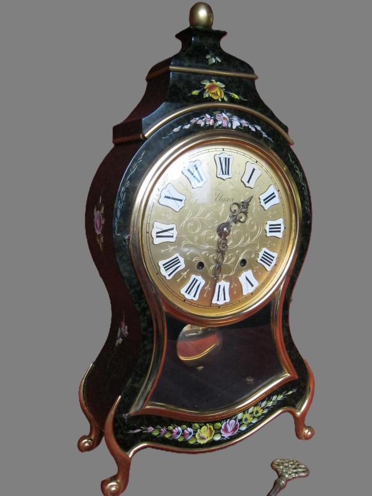 Dennengroene Boulle Eluxa pendule - gesigneerde klok, Antiek en Kunst, Antiek | Klokken, Ophalen