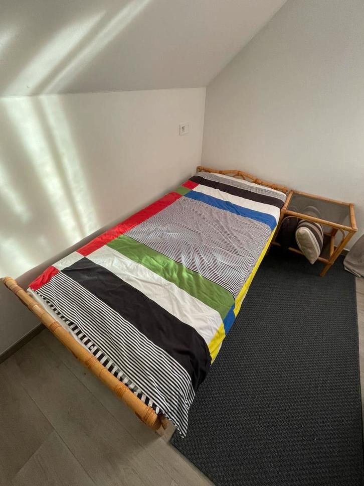 2 éénpersoonbedden + matrassen, Maison & Meubles, Chambre à coucher | Lits, Utilisé, Beige, Enlèvement
