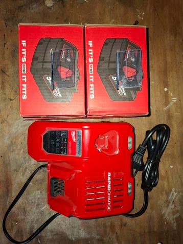 Milwaukee M18 5Ah batterijen + M12/M18 lader beschikbaar voor biedingen