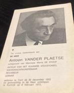 Bidprentje Vander Plaetse, Verzamelen, Ophalen of Verzenden, Bidprentje