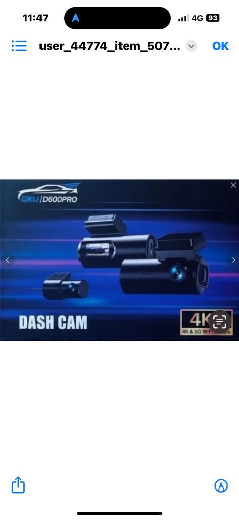 Dashcam GKU D600 PRO 4K – Neuve – Vision Nuit –Belgique, Auto diversen, Achteruitrijcamera's, Zo goed als nieuw, Draadloos, Ophalen of Verzenden