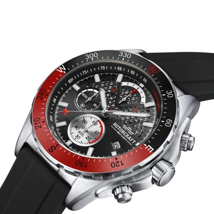 Rotorcraft Track RC4302 Sport Chrono Nieuw! t.w.v € 499-,, Handtassen en Accessoires, Sporthorloges, Nieuw, Grijs, Waterdicht