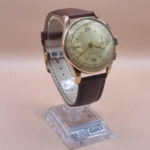 Charles Nicolet chronograaf horloge in 18 karaat goud, Antiek en Kunst, Antiek | Zilver en Goud, Goud, Verzenden