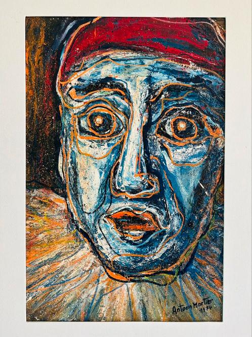 MORTIER Anton - Origineel schilderij – Circusdrama 1974, Antiek en Kunst, Kunst | Schilderijen | Klassiek, Ophalen of Verzenden