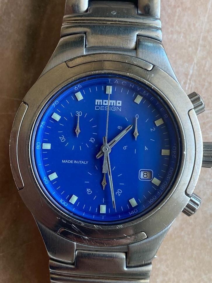 MomoDesign polshorloge azuur blauw, Handtassen en Accessoires, Horloges | Heren, Gebruikt, Polshorloge, Overige merken, Staal