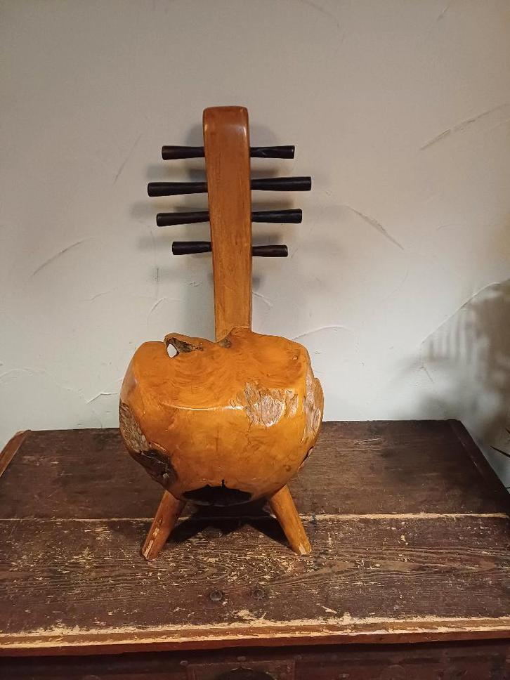 Tabouret #Indische avec sons de bambou dans une musique, Maison & Meubles, Tabourets, Comme neuf, Bois, Enlèvement