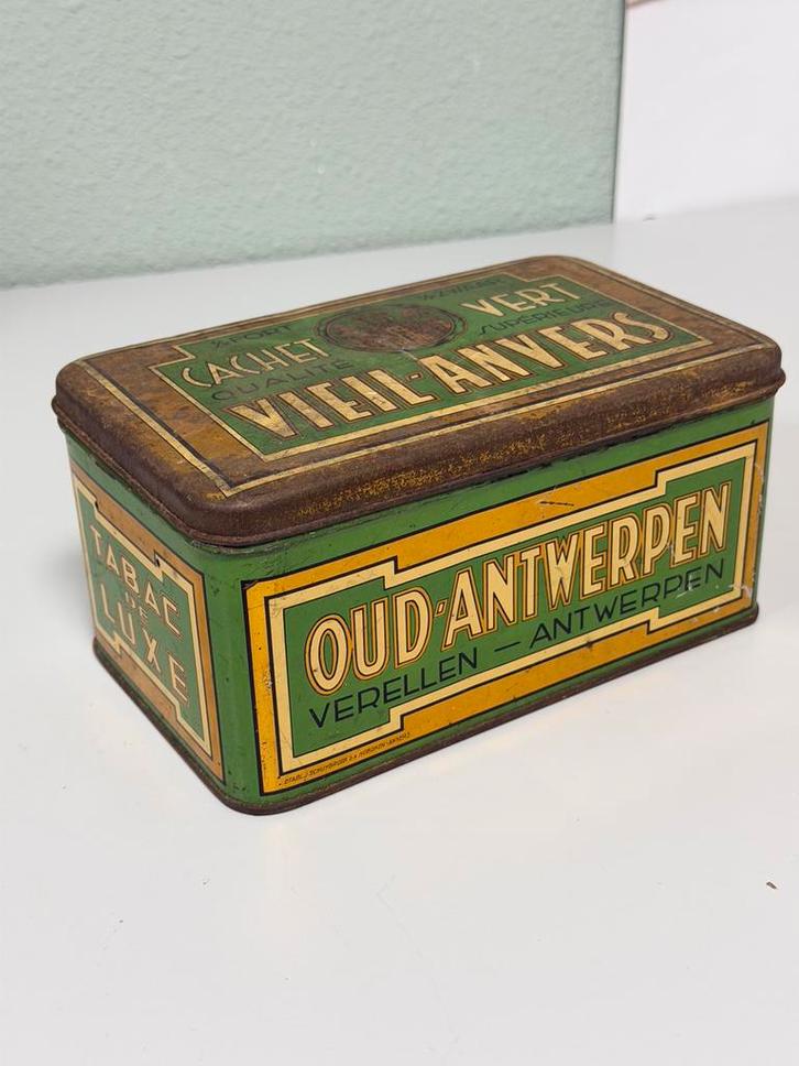 Vintage Tabaksblik Antwerpen Vieil-Anvers Verellen Antwerpen, Verzamelen, Blikken, Gebruikt, Overige, Ophalen of Verzenden