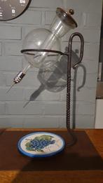 Antieke wijndispenser met handgeschilderd keramiek - ca 1900, Ophalen of Verzenden