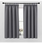 Grijze verduisterende gordijnen plooiband set 2, 145x140 cm, 100 tot 150 cm, 100 tot 150 cm, Nieuw, Ophalen of Verzenden