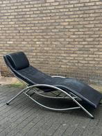 1980s Postmodern Black and Tubular Chrome Chaise Lounge, Tuin en Terras, Ophalen, Gebruikt