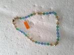 fancy halsketting 48 cm blauw, groen, parelmoer bruin C48M, Handtassen en Accessoires, Kettingen, Ophalen of Verzenden, Nieuw