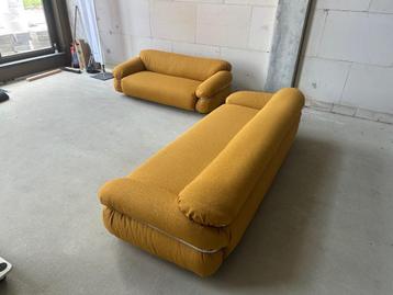 Canapé bouclé Sesann Gianfranco Frattini - Cassina, set de 2, 75 à 100 cm, Tissus, 250 à 300 cm, Mid century modern