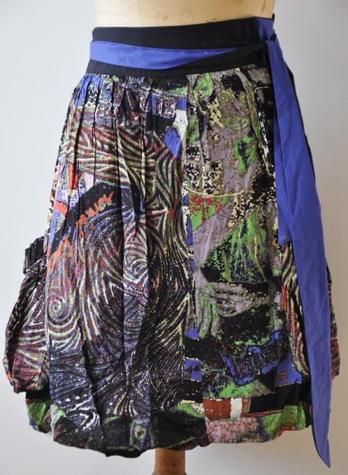 DESIGUAL - Jolie jupe noire imprimés colorés - T.38, Kleding | Dames, Rokken, Gedragen, Maat 38/40 (M), Blauw, Ophalen of Verzenden