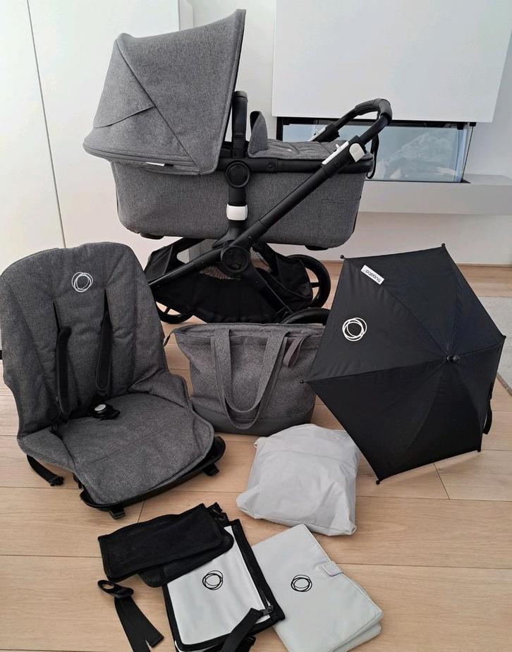 Bugaboo Fox Grey Melang Super Compleet!!!!!, Kinderen en Baby's, Kinderwagens en Combinaties, Zo goed als nieuw, Kinderwagen, Bugaboo
