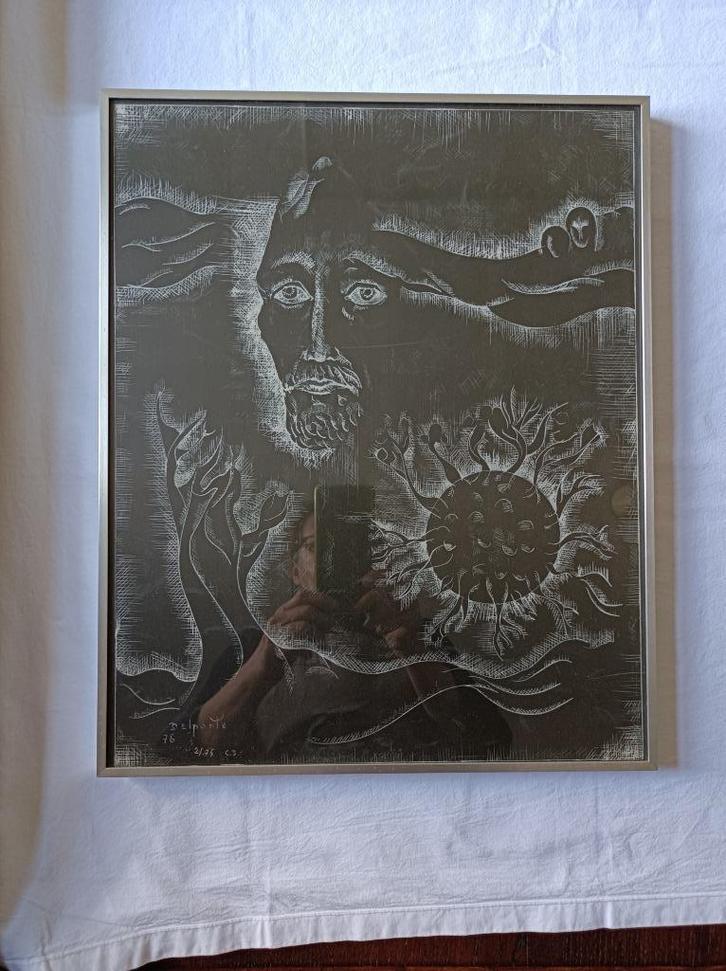 litho 1976 2/75 werk van Charles Delporte, Antiquités & Art, Art | Lithographies & Sérigraphies, Enlèvement