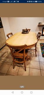 Landelijke eiken tafel met 4 eiken stoelen, Huis en Inrichting, Tafels | Eettafels, Ophalen