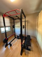 Complete homegym set (Power Rack + Bench + gewichten), Sport en Fitness, Ophalen, Zo goed als nieuw, Overige materialen, Krachtstation