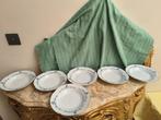 6 witte met blauw versierd Bavaria soepborden, Huis en Inrichting, Keuken | Servies, Ophalen, Gebruikt, Keramiek, Bord(en)