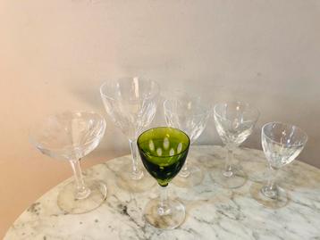 Val saint Lambert : verres Nestor taille Hamlet. 44 piéces.. beschikbaar voor biedingen