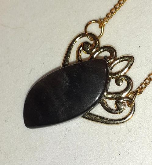 Ketting edelsteen hanger zilverobsidiaan of fluweelobsidiaan, Handtassen en Accessoires, Kettingen, Nieuw, Steen of Mineraal, Zwart