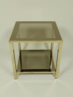 Belgo Chrom - Bijzettafel - Hollywood Regency - Jaren 70, Minder dan 55 cm, Gebruikt, Glas, Ophalen