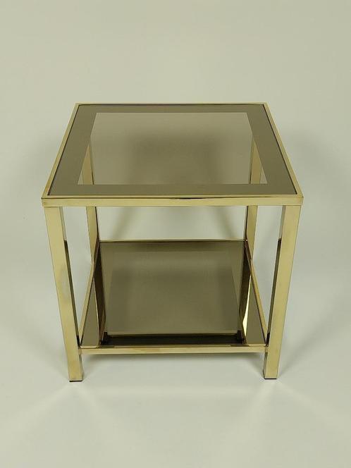 Belgo Chrom - Bijzettafel - Hollywood Regency - Jaren 70, Huis en Inrichting, Tafels | Bijzettafels, Gebruikt, Vierkant, 45 tot 60 cm