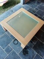 Mooie salontafel vierkant massief hout en glas, Huis en Inrichting, Tafels | Salontafels, Ophalen, Zo goed als nieuw, Vierkant