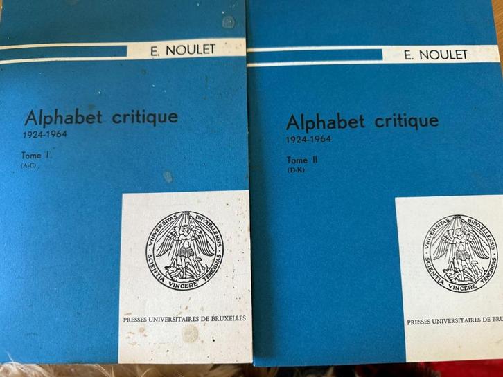 Alphabet critique, (1924-1964). t.1 & t.2, Noulet, ULB, Livres, Livres Autre, Enlèvement