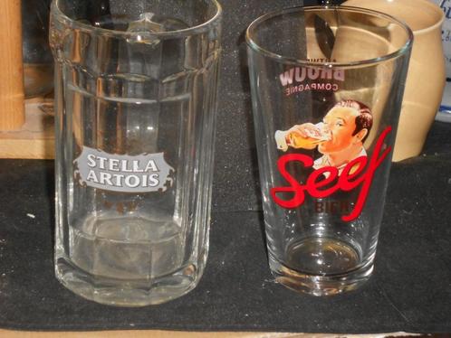 Bierglazen.Stella Artois.Seef Bier.Tielemans Aarschot.D 79, Verzamelen, Biermerken, Zo goed als nieuw, Glas of Glazen, Stella Artois