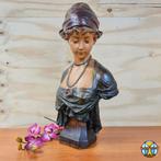 Antiek Gipsen Art Nouveau Buste vrouw (ca1900) Romantisch, Ophalen of Verzenden