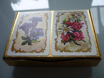 2 pakjes mooie speelkaarten 'Floral' in doosje