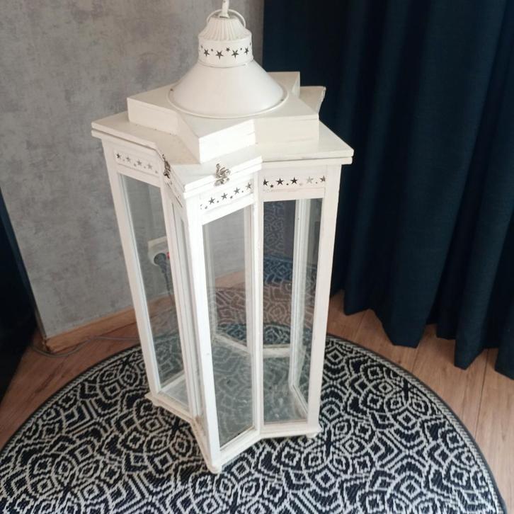 Grote staander met ijzertje met haakjes voor kaarsenpotjes, Huis en Inrichting, Woonaccessoires | Zuilen en Pilaren, Ophalen