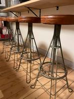 Lot de 4 tabourets de bar en cuir et métal, Maison & Meubles, Tabourets de bar, 90 cm ou plus, Avec repose-pieds, 4 tabourets