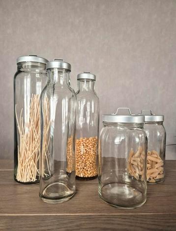 Bewaarpotten in glas (5st) beschikbaar voor biedingen