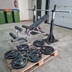 Barbarian Squat Stands + heavy-duty Bench + Gewichten Set, Sport en Fitness, Ophalen, Zo goed als nieuw