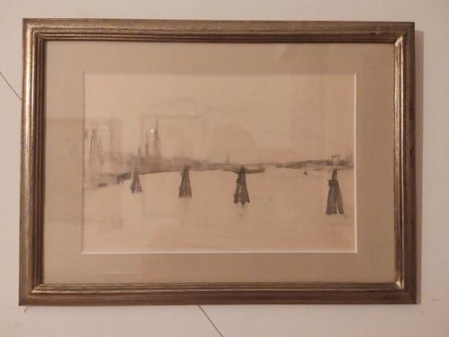 Tekening Lode Sebregts (1906-2002) Zicht op Antwerpen, Antiek en Kunst, Kunst | Tekeningen en Fotografie, Ophalen of Verzenden