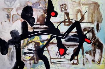 WHA . Pantki -- schilderij - abstract _ 145x95cm beschikbaar voor biedingen
