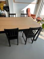 4 houten stoelen, Huis en Inrichting, Stoelen, Ophalen, Gebruikt, Zwart, Hout