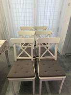 Witte ikea stoelen, Huis en Inrichting, Ophalen, Gebruikt, Wit, Vijf, Zes of meer stoelen