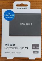 SSD portable Samsung T7 1To gris - emballage non ouvert, Informatique & Logiciels, Disques durs, Samsung, Enlèvement, 85mm x 57mm x 8mm; 58g