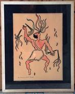 Jo De Meester , Vuurspuwer, ingekleurde pentekening, Antiek en Kunst, Ophalen of Verzenden
