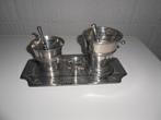 Tinnen vijzels op schotel    28 euro, Antiek en Kunst, Ophalen