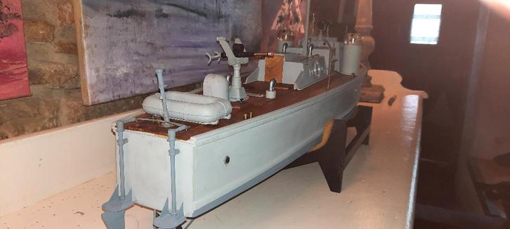 Volledig houten RC patrouilleboot oorlogsschip, Hobby en Vrije tijd, Modelbouw | Boten en Schepen, Zo goed als nieuw, Ophalen of Verzenden