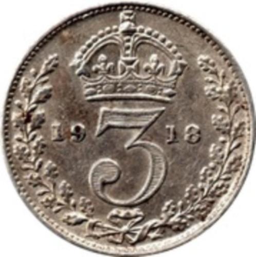 3 pence - George V 1918 Zilver Verenigd Koninkrijk, Postzegels en Munten, Munten | Europa | Niet-Euromunten, Losse munt, Overige landen