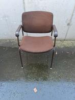 3 st retro stoelen stevige uitvoering bruin stof, Gebruikt, Ophalen
