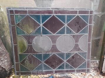 5 glas in lood ramen, afkomstig uit een oud Brugs herenhuis. beschikbaar voor biedingen